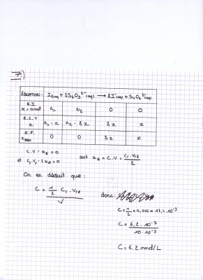 Question 7 du premier exercice