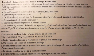 Sujet de l'exercice 1